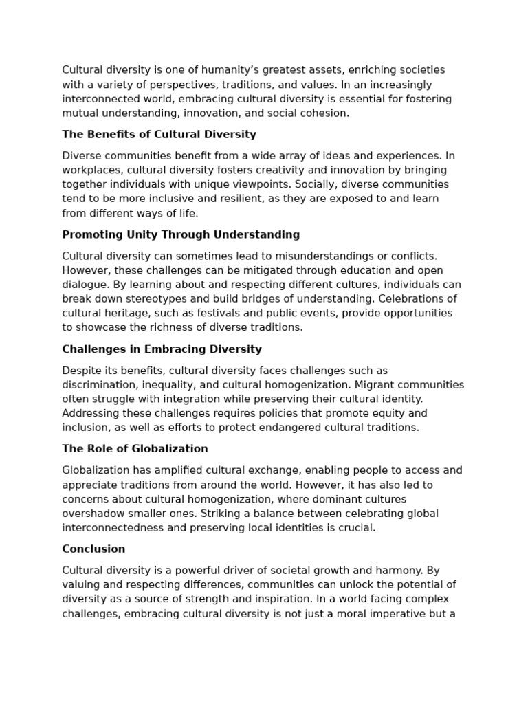 Cultural Diversity | PDF