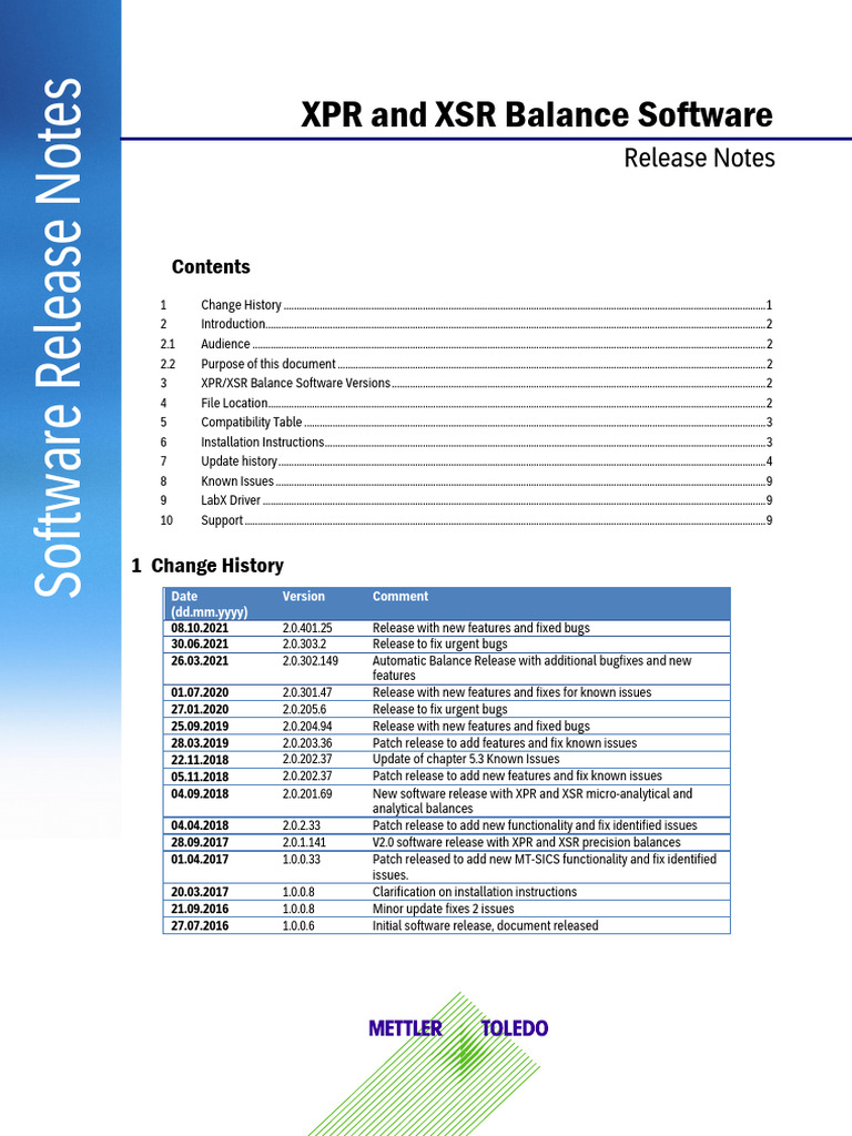 XPR & XSR Balance Software Release Notes | PDF | Computing | Computer ...