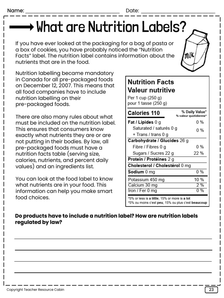 Gr 8 - Food Labels | PDF | Nutrition Facts Label | Nutrition