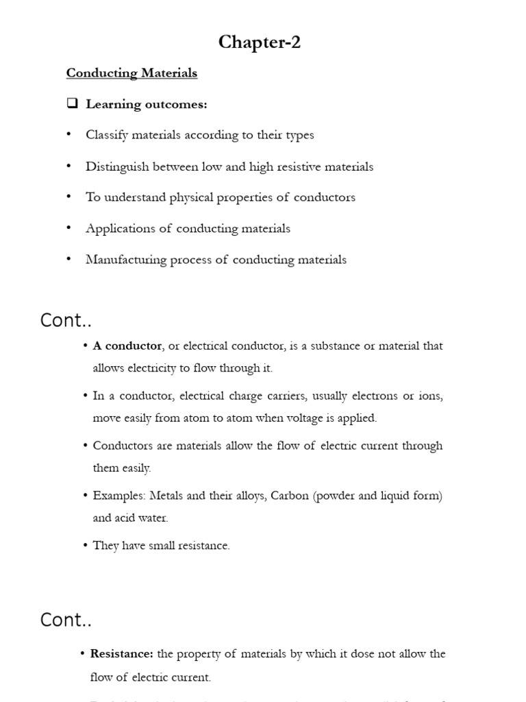 Conducting Materials and Their Properties | PDF | Electrical ...