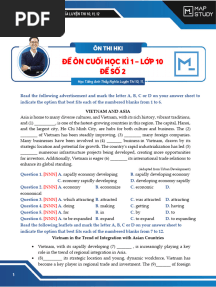Đề Ôn Tập Học Kỳ 1 - Môn Tiếng Anh 10 - Đề Số 2