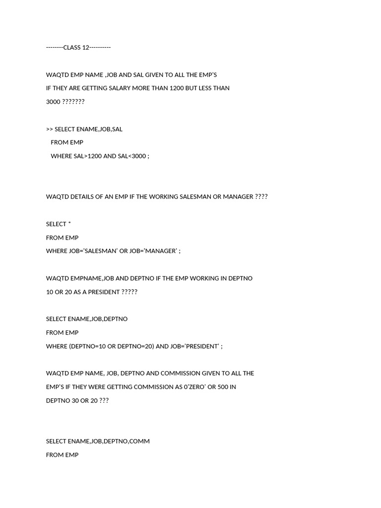 SQL Queries for Employee Data Analysis | PDF | Wages And Salaries ...