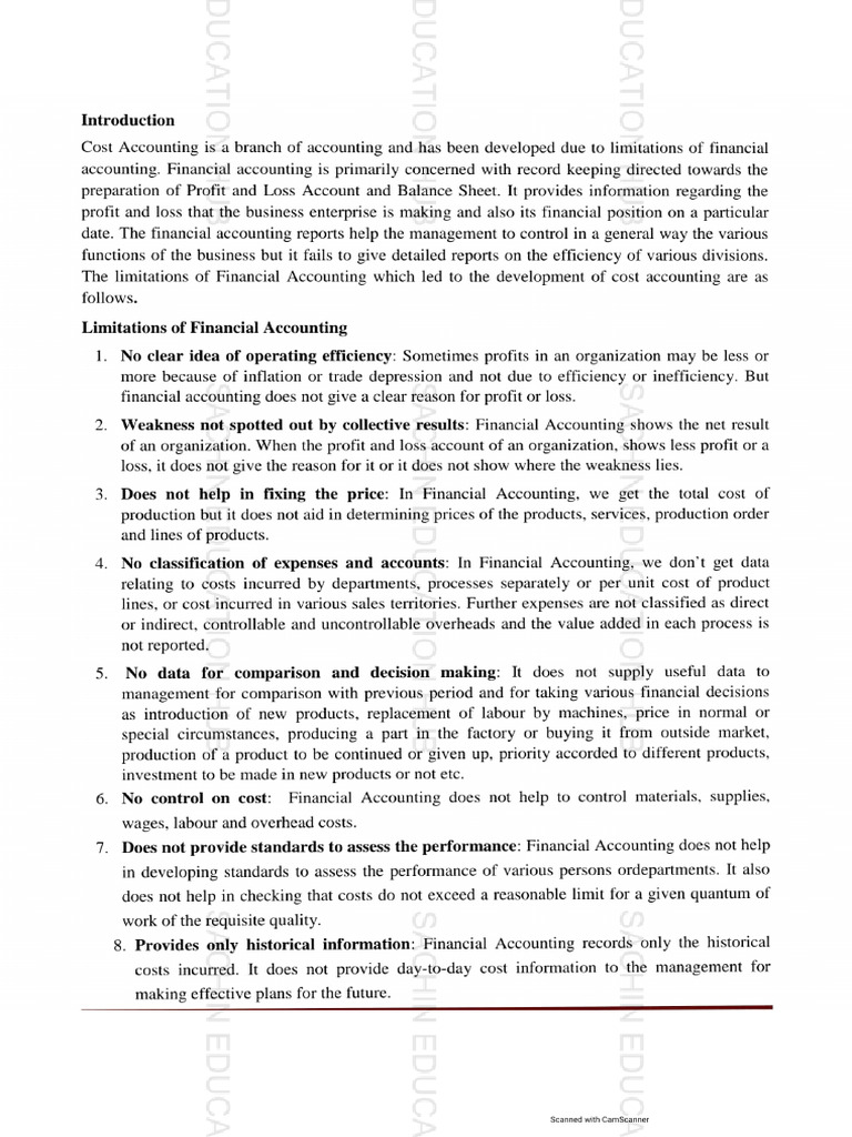 Cost Accounting Notes | PDF