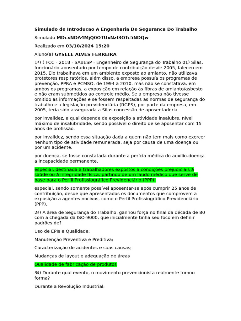 Introdução à Engenharia de Segurança do Trabalho | PDF | Engenharia ...