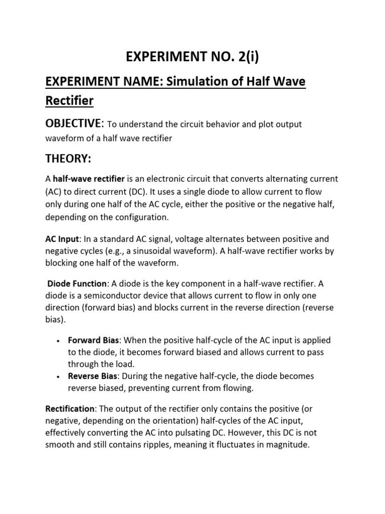 Half Wave Rectifier Simulation Guide | PDF