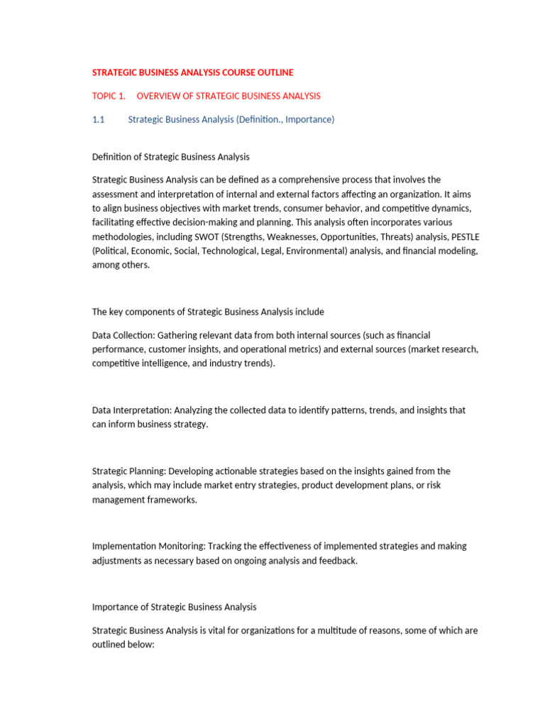 Strategic Business Analysis | PDF | Strategic Management | Marketing