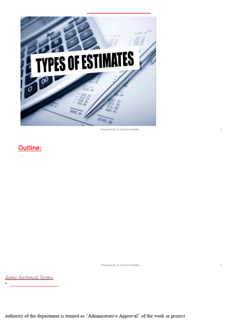 E&C CH-2 Types of Estimate | PDF | Expense | Measurement
