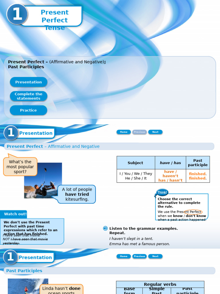 Present Perfect Tense Overview | PDF | Perfect (Grammar) | Syntax