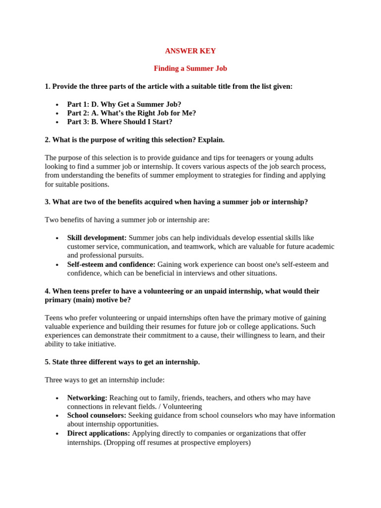Ak finding a summer job pdf internship job hunting
