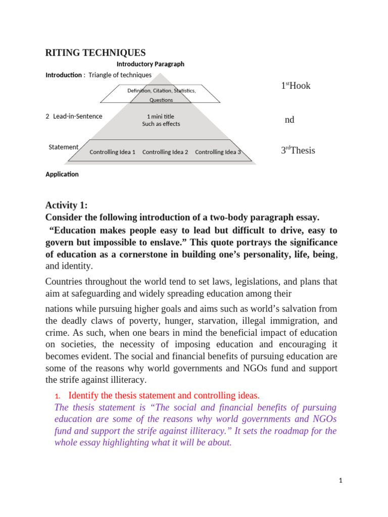 Effective Introductory Paragraph Techniques | PDF | Essays | Thesis