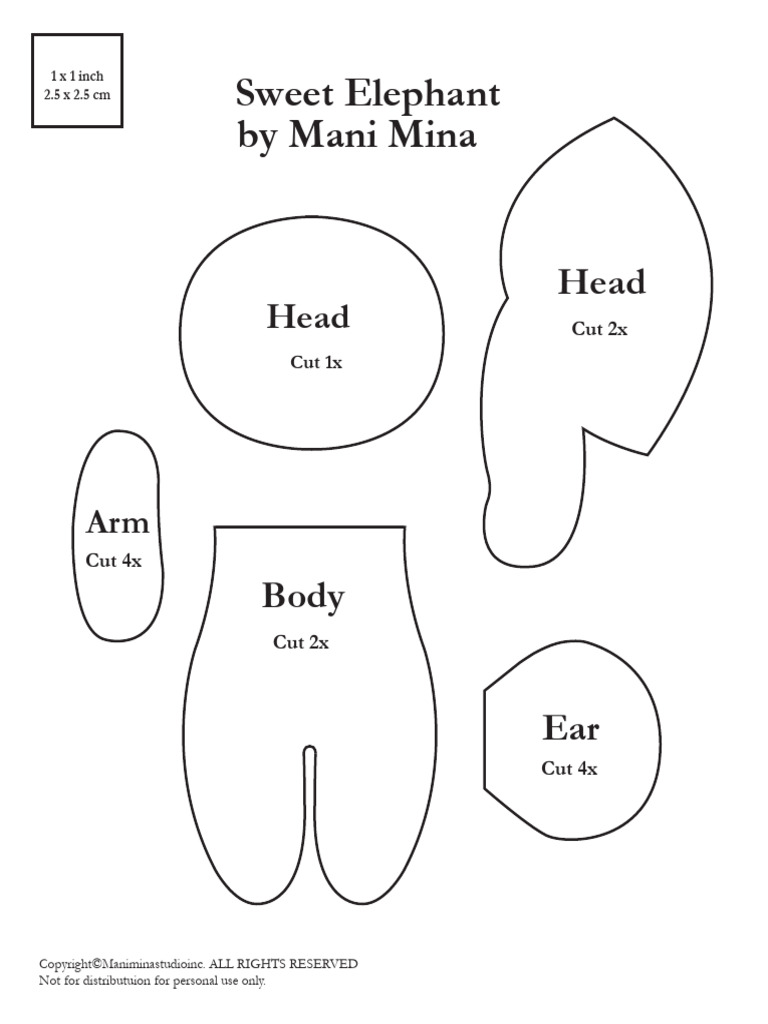 Sweet Elephant Doll Pattern - Mani Mina | PDF