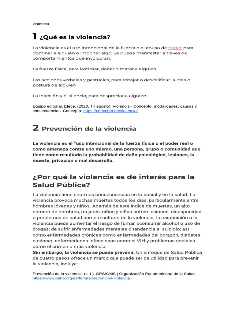 Tipos y prevención de la violencia | PDF | Violencia | Causas de la muerte