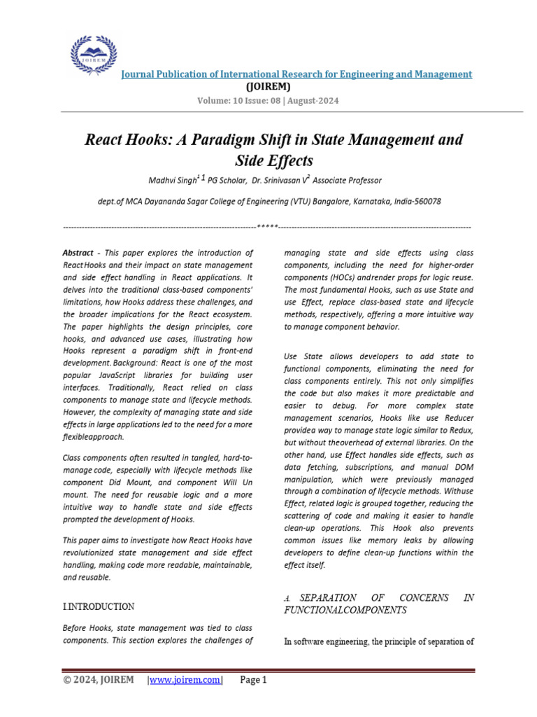 React Hooks: Revolutionizing State Management | PDF | Methodology | Web ...