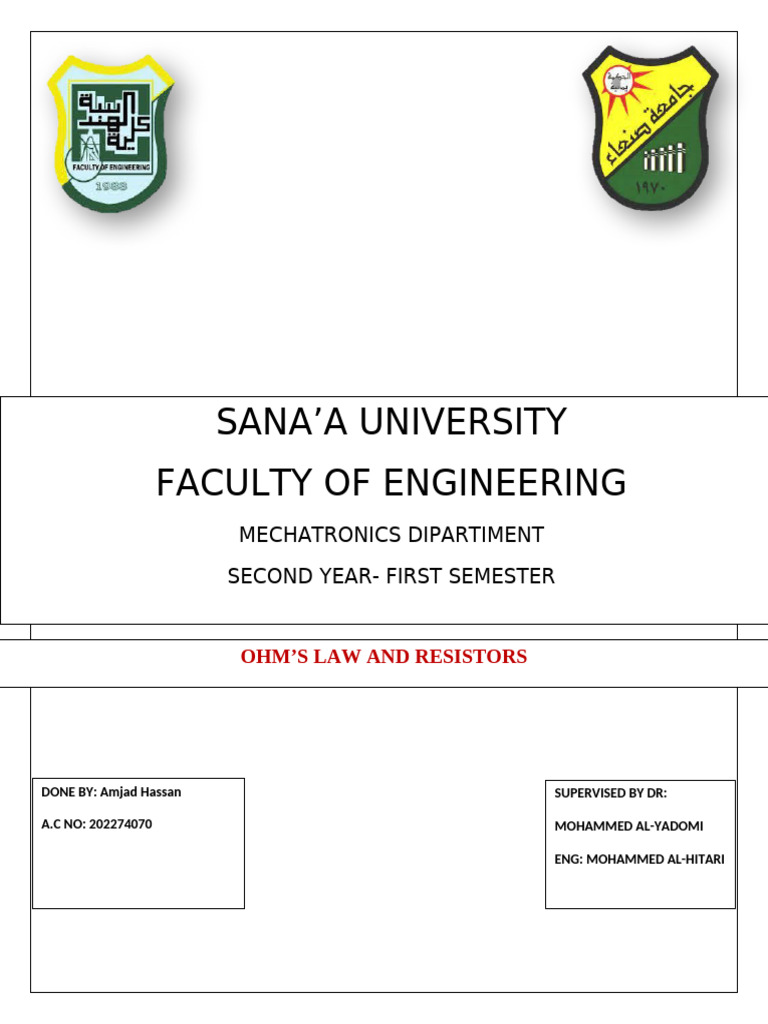 Amjad Hassan-Ohm's Law and Resistors Lab Report. | PDF | Resistor ...