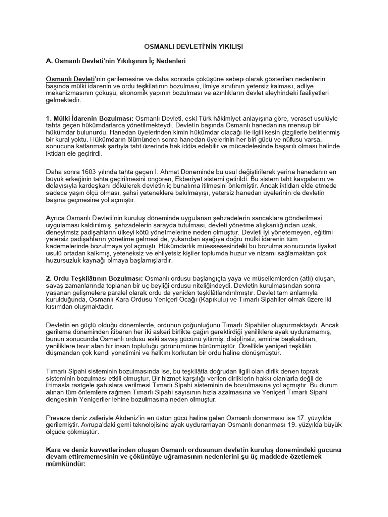 Osmanli Devleti̇'ni̇n Yikilişi | PDF