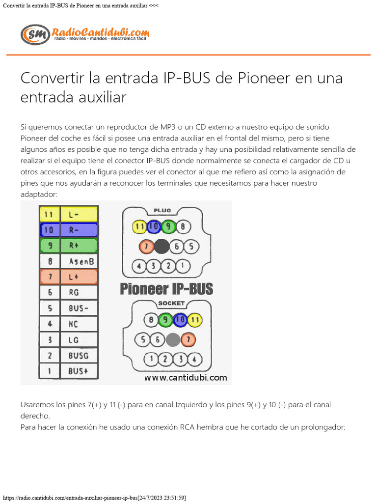 Entrada Auxiliar en Pioneer IP-BUS | PDF