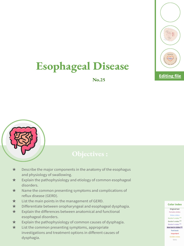 L25- Esophageal Diseases | PDF | Gastroesophageal Reflux Disease ...