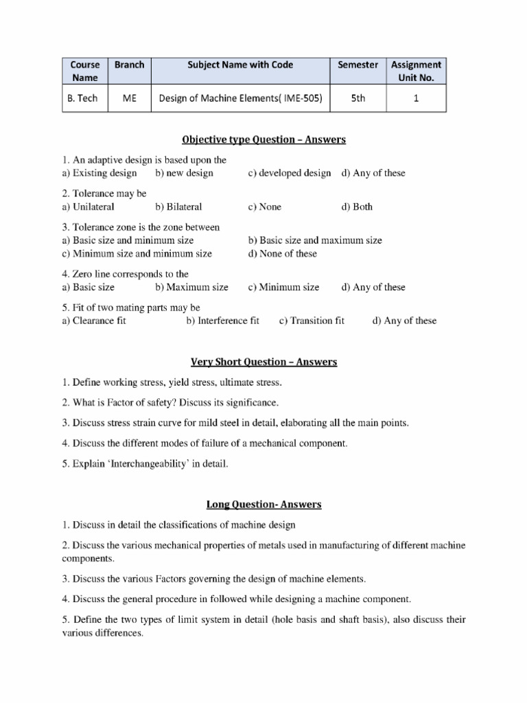 Design of Machines Assignments | PDF | Screw | Mechanical Engineering