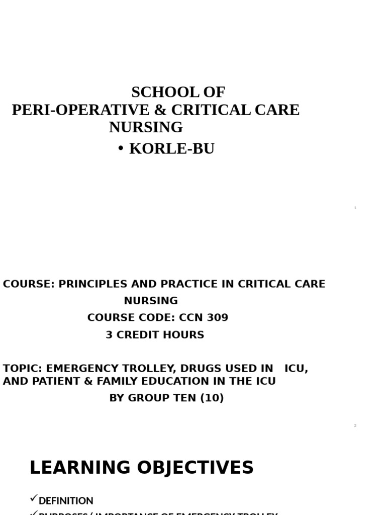 Group 10 Emergency Trolley | PDF | Intensive Care Unit | Intensive Care ...
