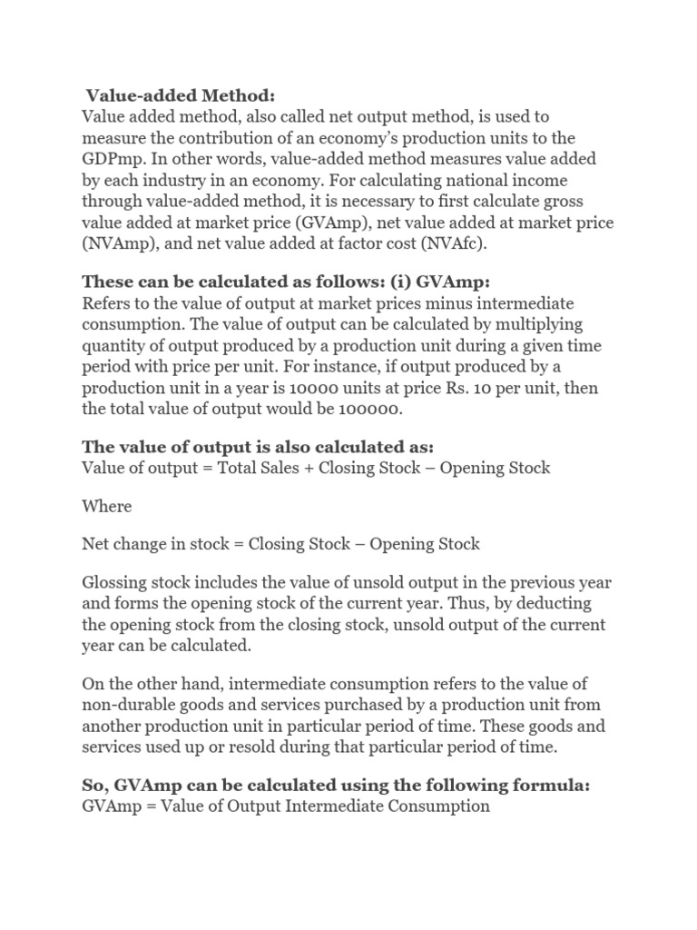 Value-Added Method for GDP Calculation | PDF | Value Added | Measures ...