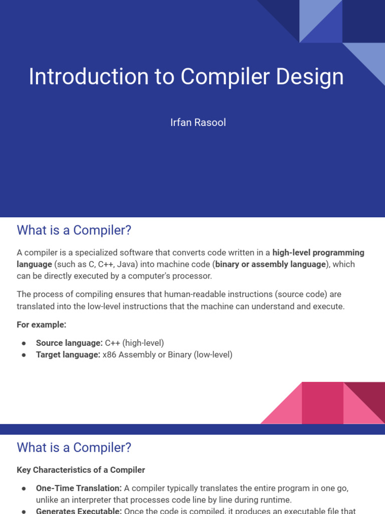 Overview of Compiler Design Principles | PDF | Compiler | Parsing