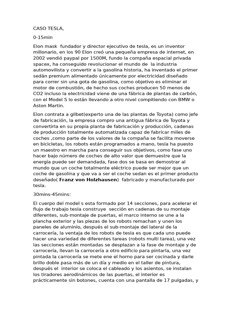 Caso Tesla | PDF | Elon Musk | Tesla Model S