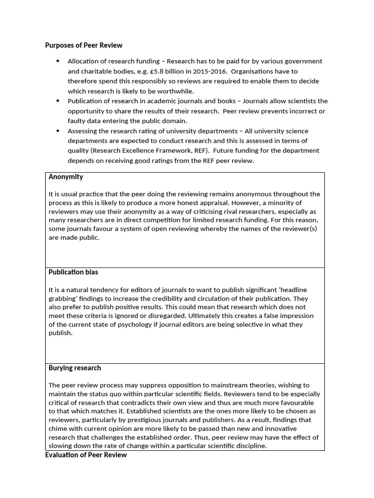 Key Purposes of Peer Review Process | PDF | Peer Review | Science
