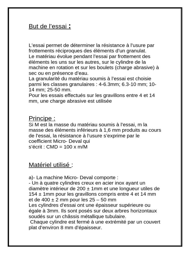 Essai Micro-Deval : Résistance à l'usure | PDF