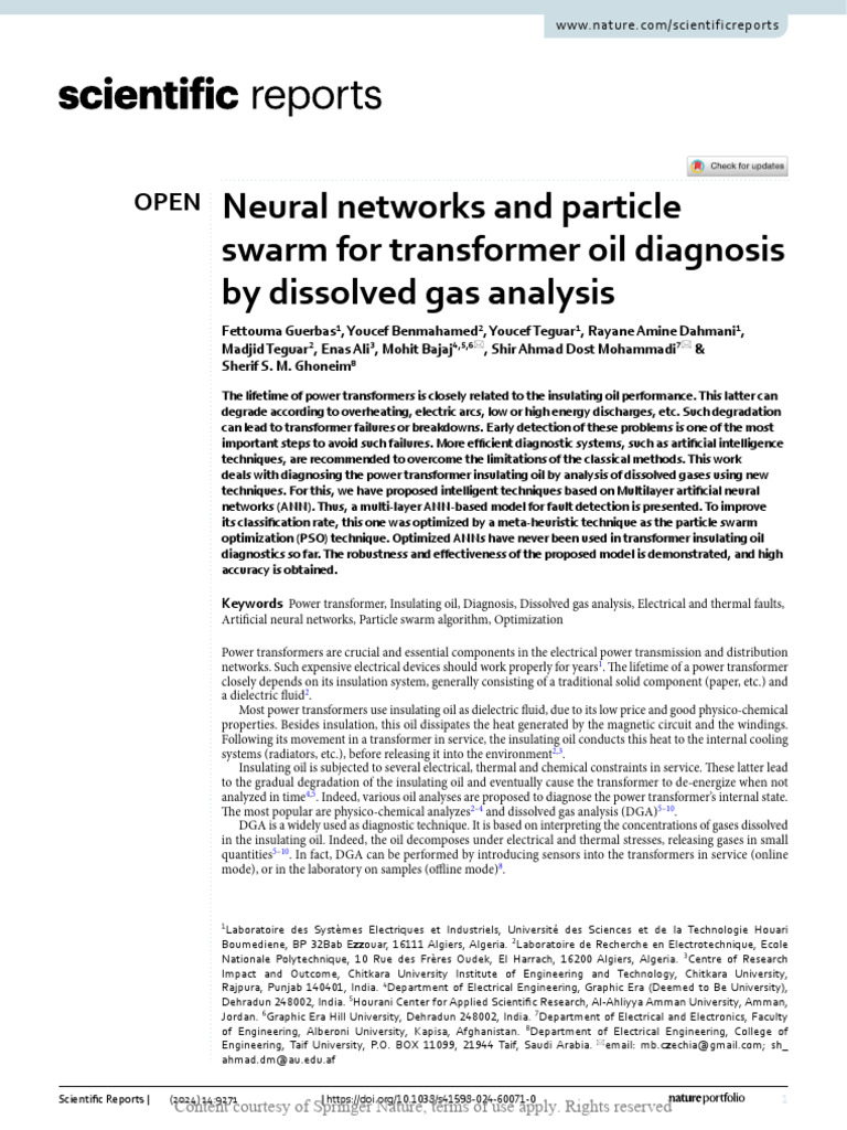 Transformer Oil Diagnosis Using AI | PDF | Artificial Neural Network ...