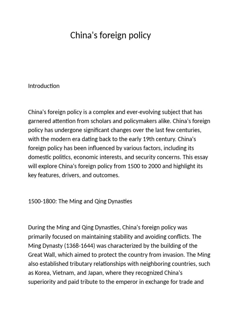 Evolution of China's Foreign Policy | PDF | China | World Politics