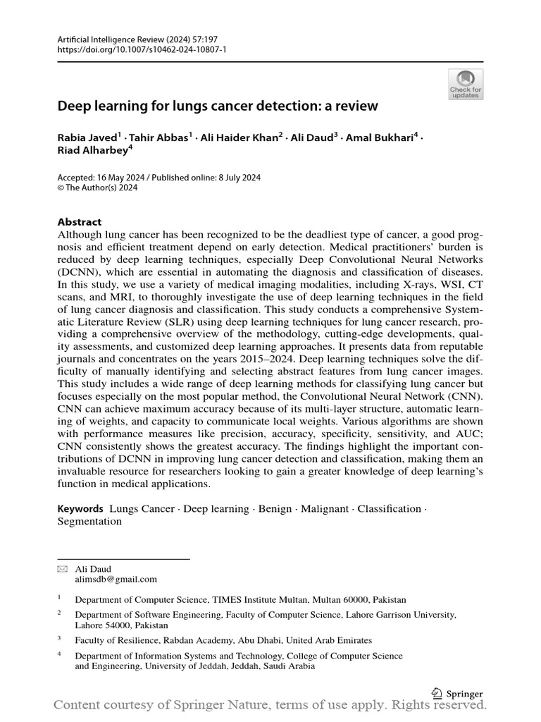 Deep Learning For Lungs Cancer Detection A Review | PDF | Deep Learning ...