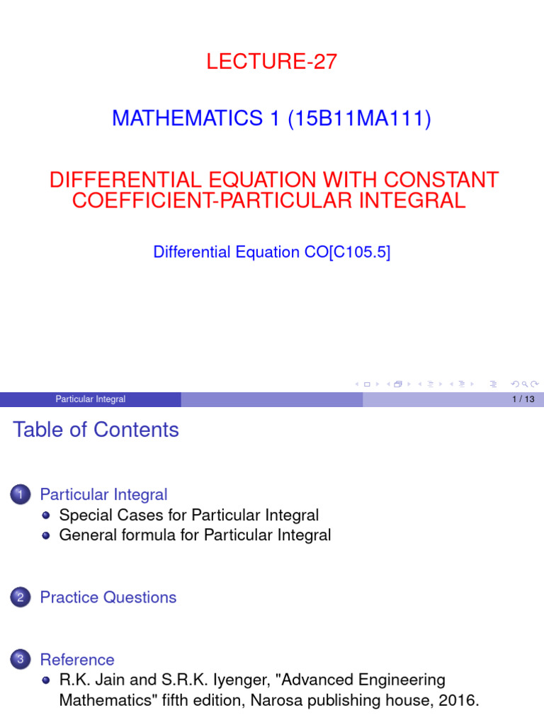 M1 L27 Maths1 Differential Equations Pdf Mathematical
