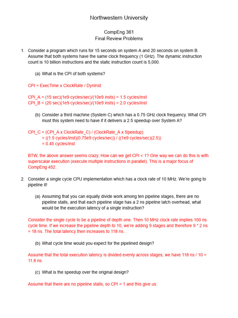 CompEng 361 Final Review Problems - Solutions | PDF | Electronic ...