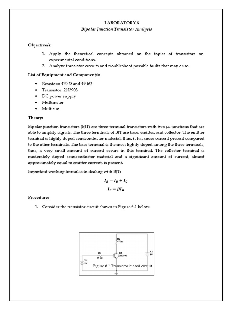 To print lab 6 pdf bipolar junction transistor transistor