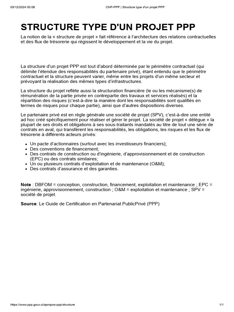 Structure d'un projet PPP expliquée | PDF