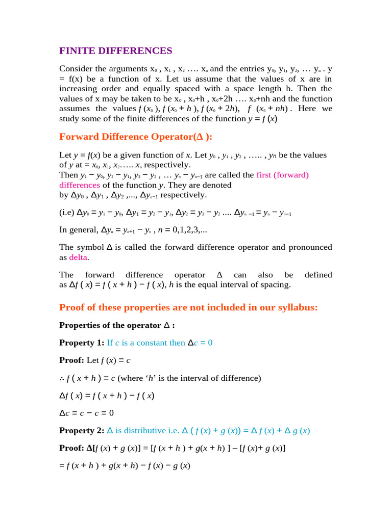 FINITE DIFFERENCES MTD | PDF | Function (Mathematics) | Finite Difference