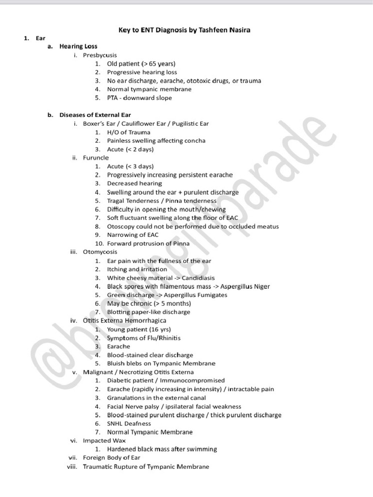 ENT Diagnosis PDF | PDF