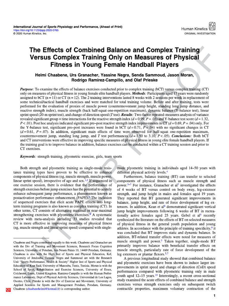 Chaabene (2022) The Effects of Combined Balance and Complex Training | PDF
