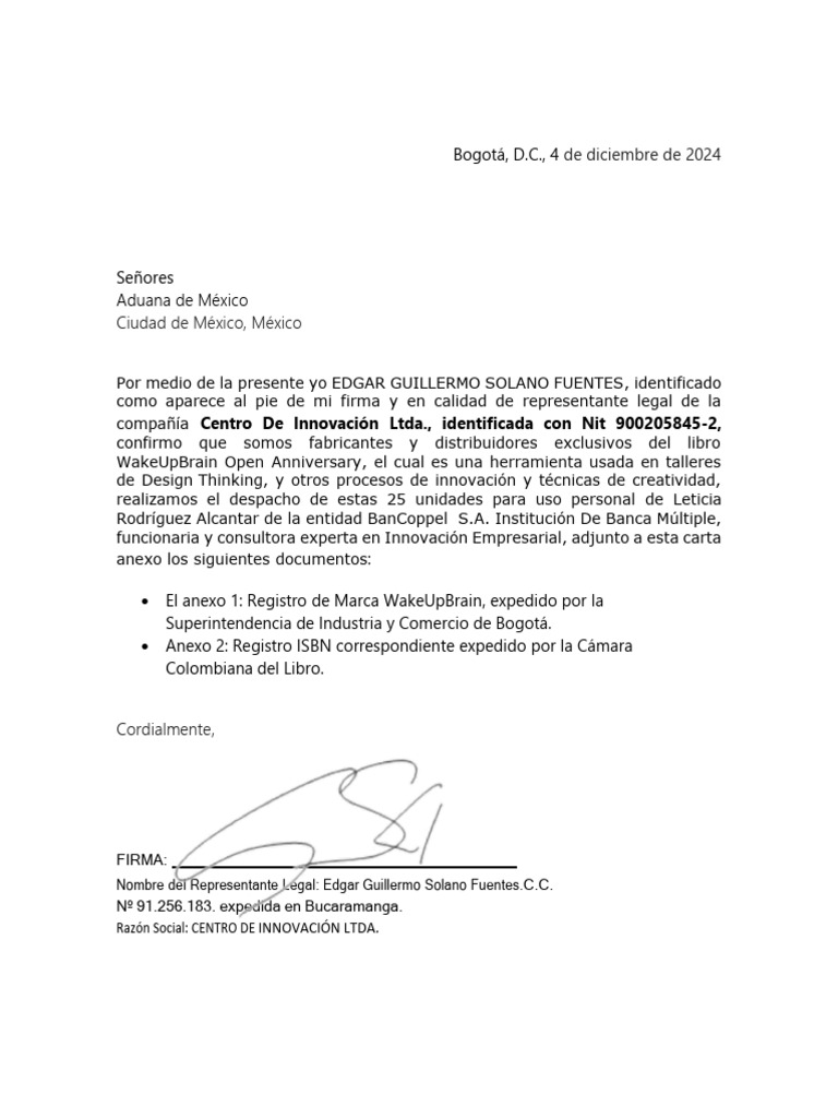 Carta Aduana Pdf