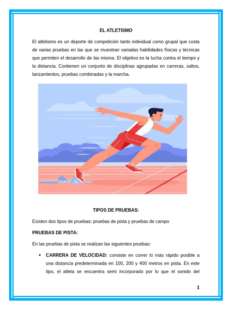 Tipos y Historia del Atletismo | PDF | Deporte del atletismo | Deportes