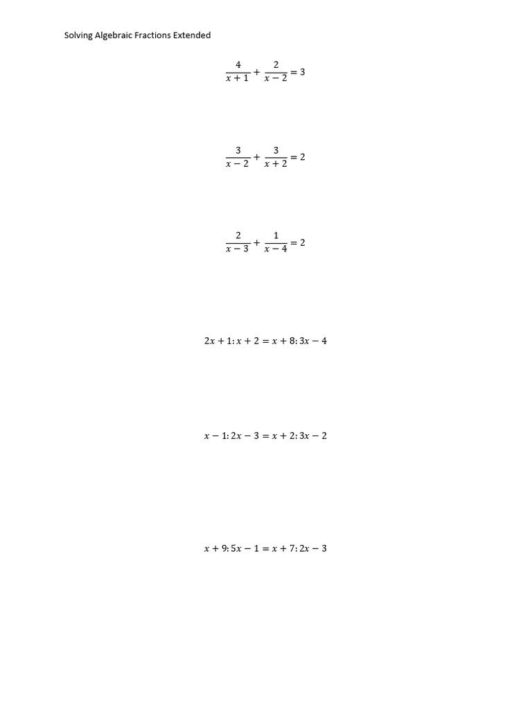Algebraic Fractions Extended | PDF