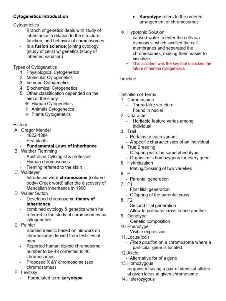 Overview of Cytogenetics and Chromosomes | PDF | Meiosis | Gene