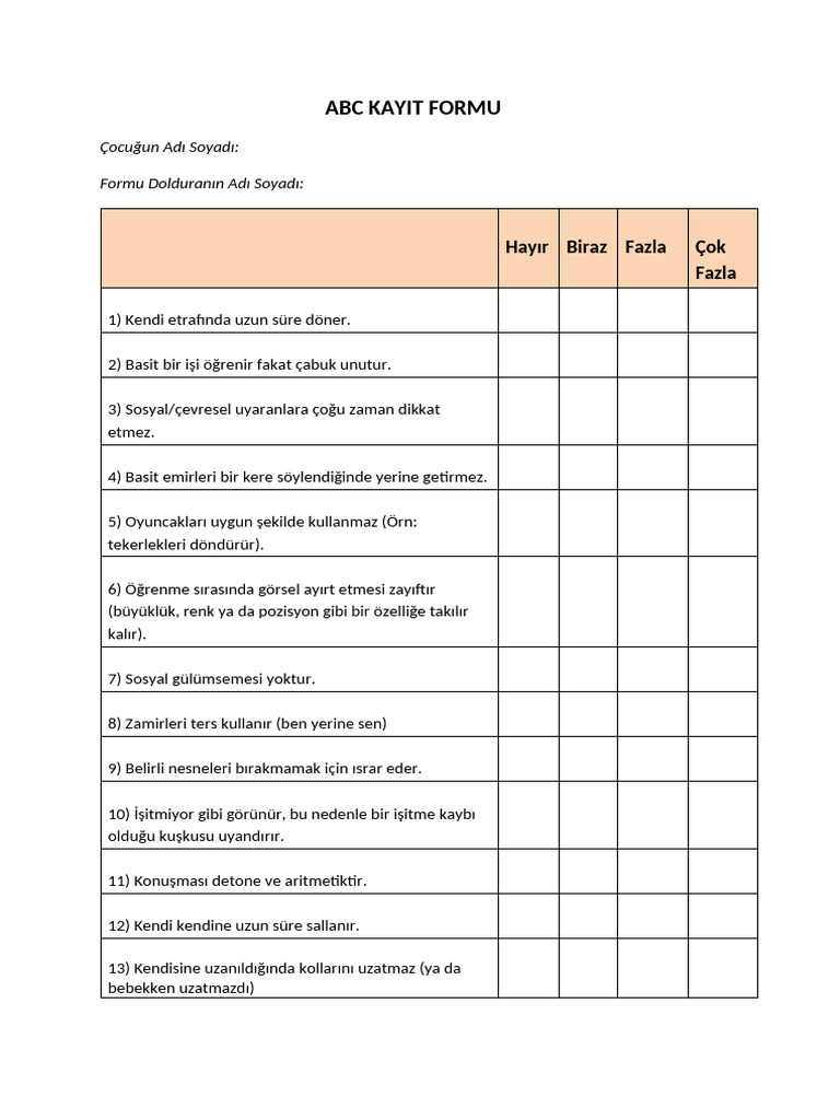 ABC Kayit Formu | PDF