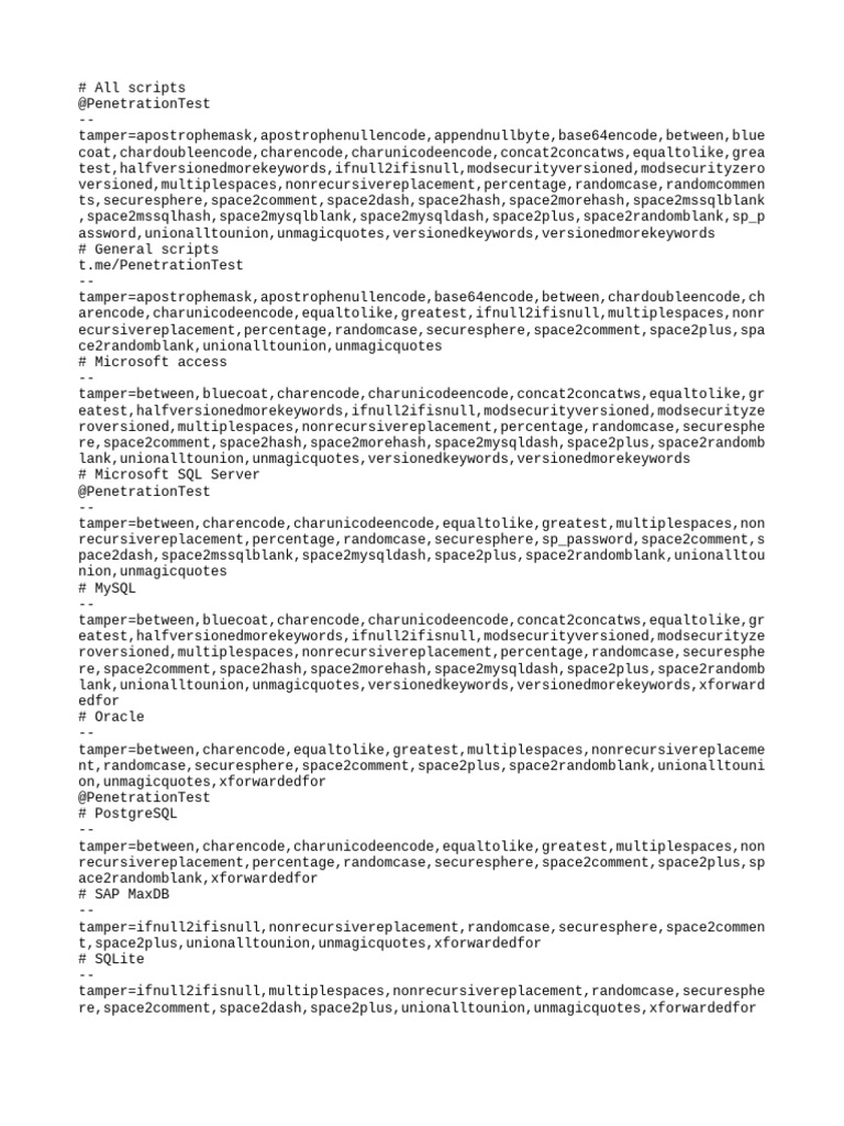 SQL Tamper Scripts Overview | PDF | Application Software | Software