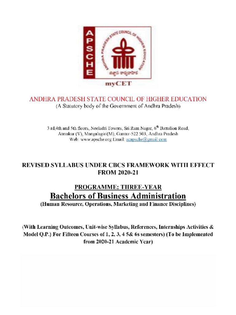 BBA Syllabus 2020-21 Updated (1) | PDF