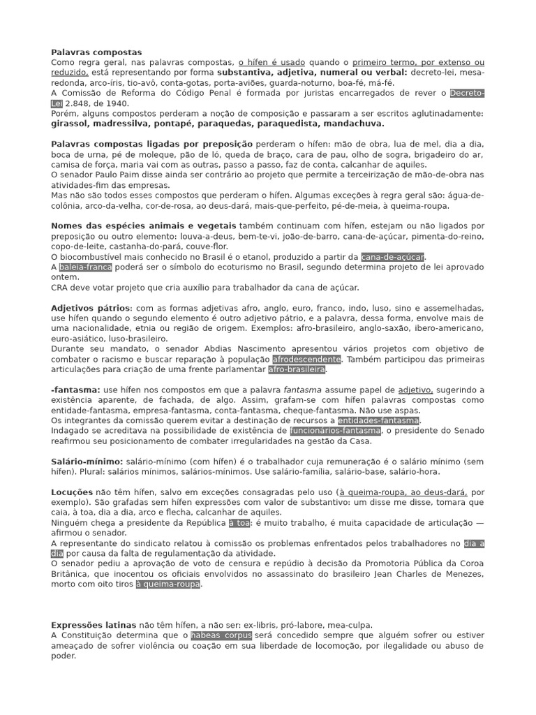 Uso do Hífen em Palavras Compostas | PDF | Salário mínimo