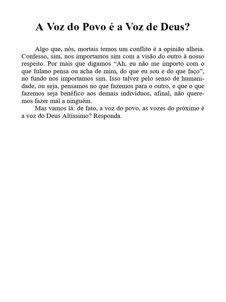 A Voz do Povo é a Voz de Deus? | PDF