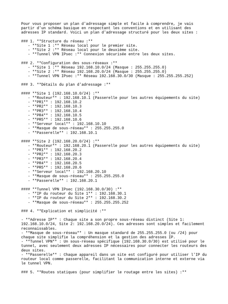 Plan d'adressage réseau simplifié IP | PDF | Adresse IP | Réseau privé ...