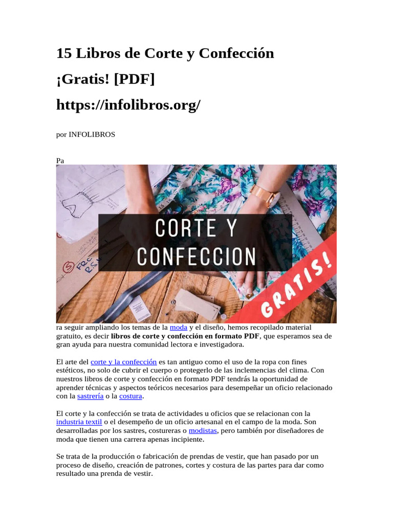15 Libros Gratis de Corte y Confección | PDF | Ropa | Moda