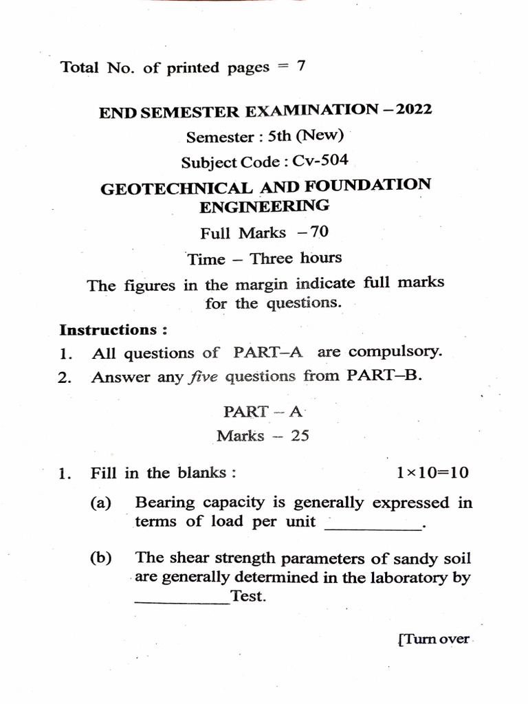 Geotechnical and Foundation Engineering Exam | PDF | Deep Foundation ...